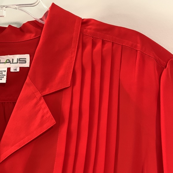 Chaus - vintage, red polyester blouse, 14 - Picture 3 of 8